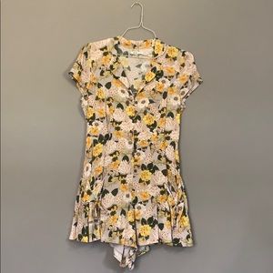 foral 50s inspired short sleeve romper